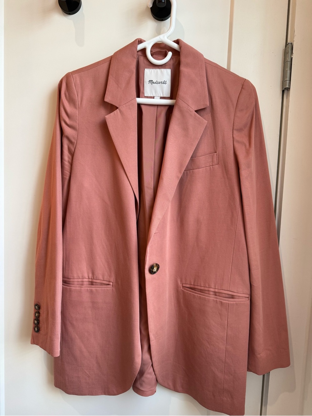 Madewell Rose Blush Single-Button Blazer